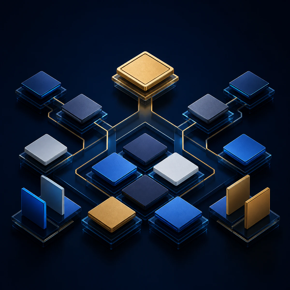 Navy and gold answer tiles for Bilgi Yarışması