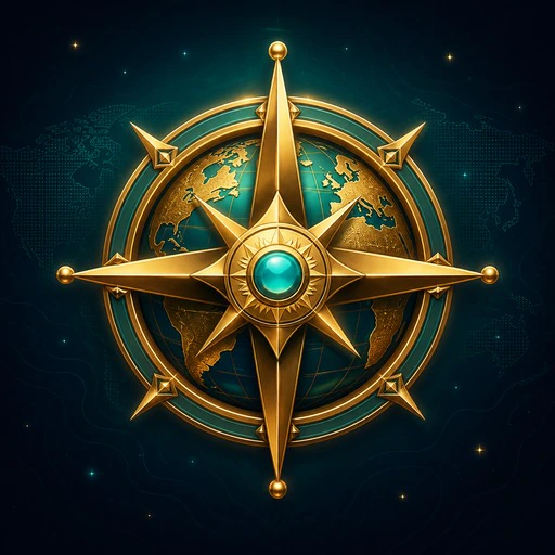 Estela Quiz: Trivia Game app icon showing a gold compass and world map