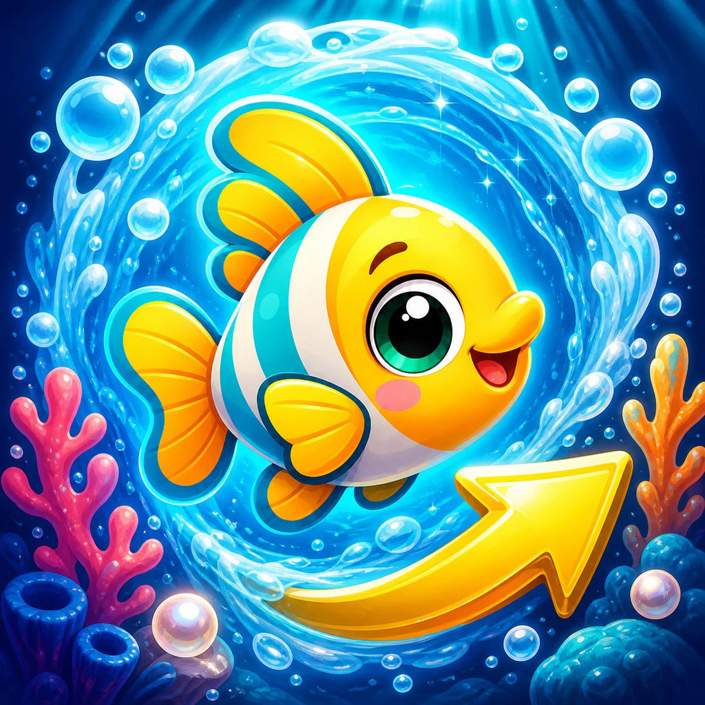 Nerafins: Fish Escape Game app icon showing a colorful fish and direction arrow
