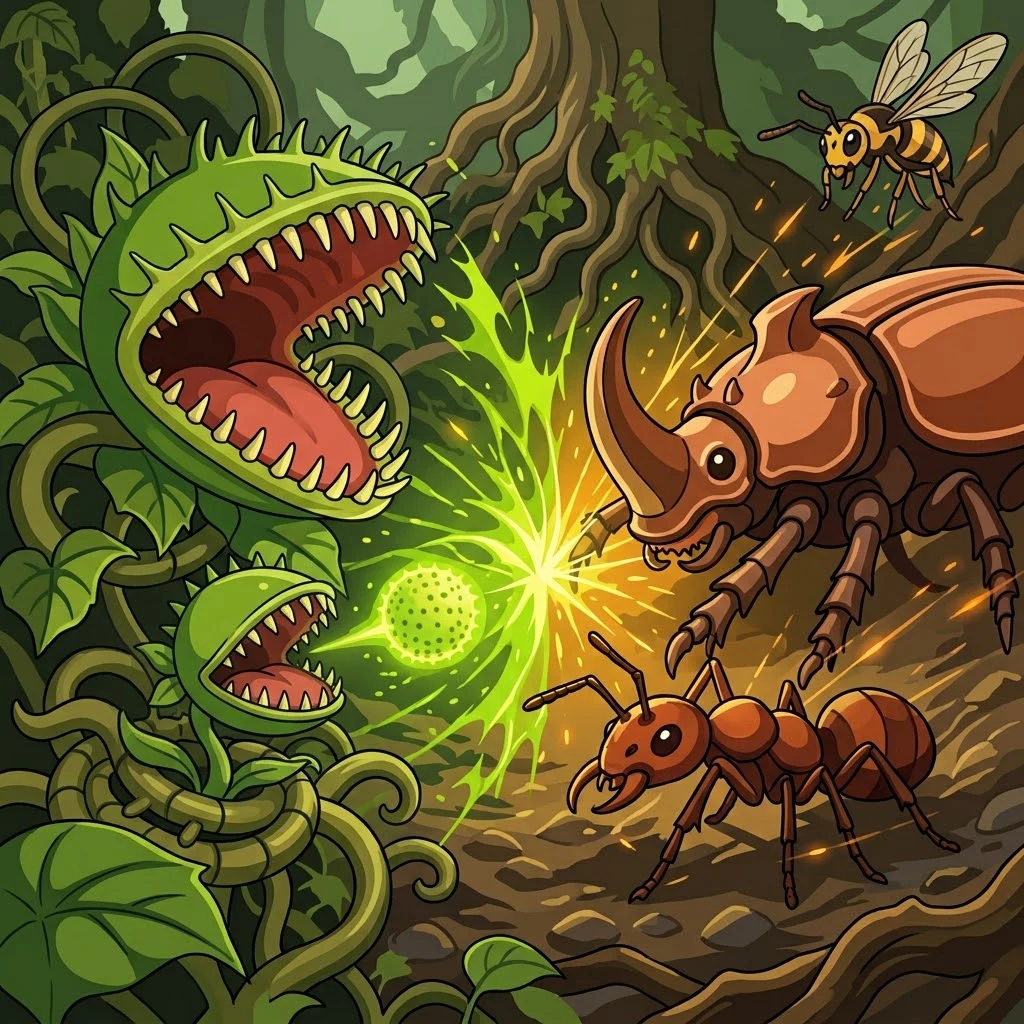Root Guardians: Tower Defence app icon showing plants confronting insects